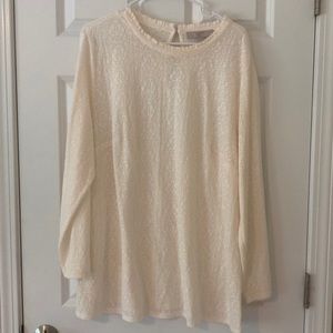 Cream lace-looking shirt